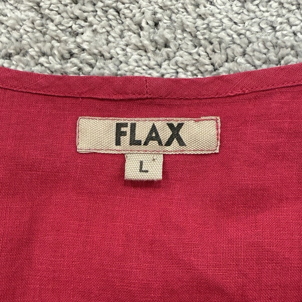 Flax 100% Linen Top Womens L Raspberry Lagenlook Boxy Lagom Coastal Oversized - Picture 2 of 14